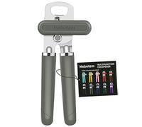 Mebotem 10 Colors Can Opener Manual Handheld Heavy Duty Hand Can Opener Smooth Edge Stainless Steel Can Openers Top Lid Kitchen Gadgets, Best Large Rated Easy Turn Knob, with Bottle Opener, Gray