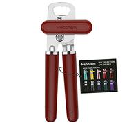 Mebotem 10 Colors Can Opener Manual Handheld Heavy Duty Hand Can Opener Smooth Edge Stainless Steel Can Openers Top Lid Kitchen Gadgets, Best Large Rated Easy Turn Knob, with Bottle Opener, Burgundy