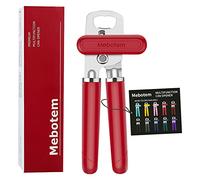 Mebotem 10 Colors, Manual Handheld Heavy Duty Hand can Opener Smooth Edge Stainless Steel, Top Lid Kitchen Gadgets, Best Large Rated Easy Turn Knob, with Bottle Opener, Red