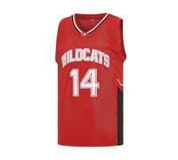 MEBRACS Wildcats Basketball Jersey for Men 14 Troy Bolton 8 Chad Danforth High School Costume, 14 Red, Medium