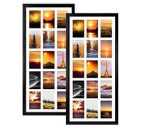 MEBRUDY 4x6 Collage Picture Frames with 15 Openings, 2 Pack Black Multi Photo Frames Display 4 x 6 Pictures with Mat for Wall Mounting