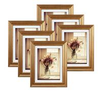 MEBRUDY 5x7 Picture Frames (Gold, 6 Pack), Display Pictures 5x7 with Mat or 6x8 Without Mat, Photo Frames for Wall Mount or Table Top