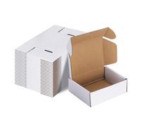 MEBRUDY 6x4x2 Inches Shipping Boxes Pack of 25, White Small Corrugated Cardboard Box for Mailing Packing Literature Mailer