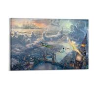 MEBSJY Tinker Bell And Peters Pan Fly to Neverland Posters Canvas Prints Painting Wall Decor Art Picture Artwork Home Decor for Living Room for Gifts Frame: 20x30inch(50x75cm)
