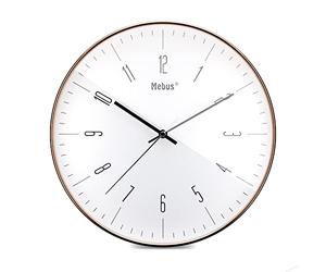 Mebus 18951 White Copper Metal Effect Quartz Wall Clock Quartz Movement - 30cm Diameter