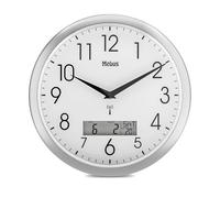 Mebus 19422 Wireless Wall Clock 29 cm Silent LCD Display for Date and Temperature White - Multifunctional and Quiet