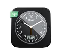 Mebus 25609 Radio-Controlled Alarm Clock with Thermometer/Date Display/Snooze Function/Large Display/Square/Backlight/Colour: Black/Model: 25609, Plastic, Normal