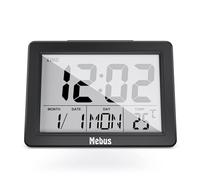 Mebus 25739 Digital Alarm Clock with Extra Large Display and Temperature Display, Easy to Read Alarm Clock, Snooze, Button Lighting, Clap & Snip, Colour: Black