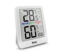 MEBUS 40928 Digital Climate Station with Indoor Thermometer and Hygrometer Clock Comfort Indicator for Perfect Room Temperature Display Lighting Min-Max Function Trend Display Colour White