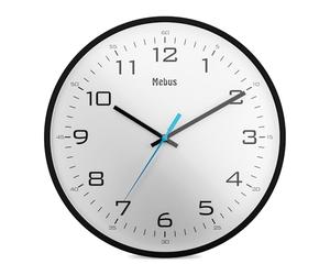 Mebus Analogue Quartz Wall Clock Classic Design Large Numbers 30 cm Diameter Black/White Model: 16247