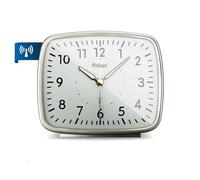 Mebus Analogue Radio-Controlled Alarm Clock in Retro Design with Rounded Corners/Material: Plastic/Colour: Silver/Model: 25362 L 5 cm x W 12 cm x H 10 cm