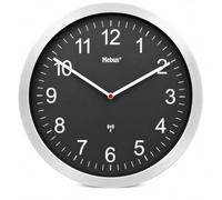 Mebus Analogue Radio Wall Clock 45 cm XXL Easy to Read and Silent in Black | Round large radio-controlled clock without ticking noise and dial for kitchen, living room, office, children's room