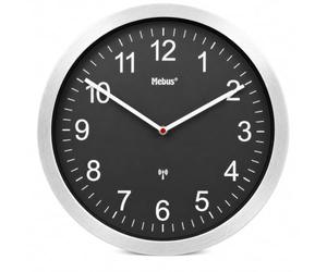 Mebus Analogue Radio Wall Clock 45 cm XXL Easy to Read and Silent in Black | Round large radio-controlled clock without ticking noise and dial for kitchen, living room, office, children's room