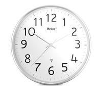 Mebus Modern Radio-Controlled Wall Clock with Metal housing, Aluminium Plastic, Silver, White, 30 cm Diameter