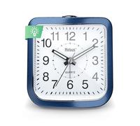 Mebus Quartz Clock, Silent Without Ticking, Luminous Hands, Repeat Alarm (Snooze), dial Light at The Touch of a Button, Colour: Blue, Model: 26158, BxHxT: 8,8x8,3x4,2 cm