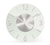 Mebus Wall Clock, Plastic Aluminium Glass, White/Silver, 32 cm