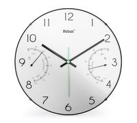 Mebus Quartz Wall Clock with Thermometer and Hygrometer, Colour: White, Model: 16106, 30 cm