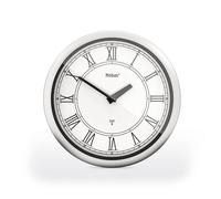 Mebus Radio Controlled Wall Clock 26 cm Silent Roman Numerals Silver Frame White Dial Model 19811 - Classic and Silent