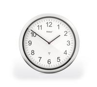 Mebus Radio Controlled Wall Clock 26 cm Silent Silver Frame White Dial Model 19809 - Easy to Read and Stylish
