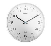 Mebus Radio Controlled Wall Clock 30 cm Silent White Frame White Dial Model 13080 - Perfect for Living Room and Kitchen - White