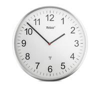Mebus Radio-Controlled Wall Clock Aluminium Frame and Classic Easy-to-Read Numbers/Colour/Silver, White/Model: 19411 30 cm Diameter