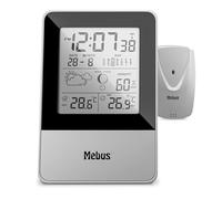 MEBUS Radio Controlled Weather Station with Outdoor Sensor, Thermometer, Hygrometer (Outdoor), Radio-Controlled Clock, Feel-Good Indicator Room Climate, Weather Forecast with Symbols, Moon Calendar,