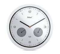 Mebus Radio Wall Clock with Thermometer and Hygrometer Plastic Round Model: 52826 Colour: White