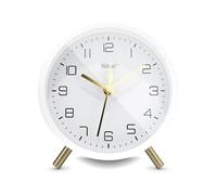 Mebus Silent Alarm Clock with Stylish Design, Snooze and Illuminated Dial - In White for Any Room 56973
