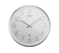 Mebus TinyTime Radio-Controlled Wall Clock without Ticking Noises Diameter 25 cm Modern Dial in White Silver Case