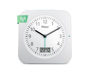 Mebus Wireless Alarm Clock with Temperature Display, Date, Travel Size, Battery Operated, Snooze Alarm Clock, Large Display, with Lighting, Colour: White, Model: 25610 L 4.3 x W 9.3 x H 9.4 cm