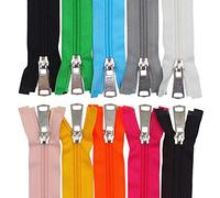 MebuZip 10PCS 50CM Separating Nylon Coil Zippers Bulk #5 Jacket Zippers for Jackets Coats Sewing Crafts 10 Colors Mixed