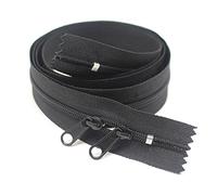 MebuZip 2PCS 26 Inch #3 Double Slider Zippers Head to Head Closed End Black Nylon Coil Zippers for Sewing, Purses, Bags, Handbags, Totes, Pillowcases, Bed Sacks (26" 2pcs)