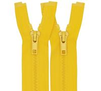 MebuZip 2PCS #5 14 Inch Separating Jacket Zippers Resin Zipper Molded Plastic Zippers Bulk for Sewing Coat Jackets Clothes (Yellow)