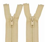 MebuZip 2PCS #5 17 Inch Separating Jacket Zippers Resin Zipper Molded Plastic Zippers Bulk for Sewing Coat Jackets Clothes (Beige)