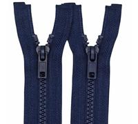 MebuZip 2PCS #5 44 Inch Separating Jacket Zippers Resin Zipper Molded Plastic Zippers Bulk for Sewing Coat Jackets Clothes (Navy Blue)