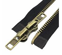 MebuZip #8 26 Inch Antique Brass Two Way Separating Jacket Zipper Right Handed Zipper Heavy Duty Metal Zippers for Men's Jackets Coats Sewing (TWRH)