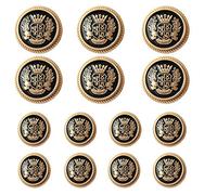 MebuZip Set of 14 Black and Gold Metal Buttons 18mm and 23mm for Blazers, Suits, Sports Coats, Uniforms, Jackets (MBM28)