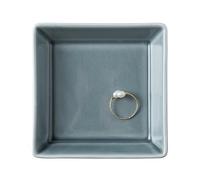 Mecaikru Ceramic Trinket Dish, Ring Tray, Decorative Jewelry Dish for Earrings Necklaces Watch Keys for Women (blue square)