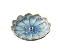 Mecaikru ring holder, flower shape decorative earring stand, jewelry tray, key bowl, trinket dish for women and friends, flower blue