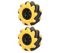 Mecanum Wheel OmniDirectional Smart Robot Car Parts Accessories DIY Toy Components 60mm Yellow Black ABS Rubber Coated Wheels for TT Motors Building Blocks Compatible (Pair)
