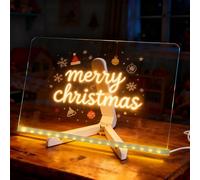 MECARE LED Glass Drawing Board for Kids, 11.8"x7.9" Glowing Glass Message Board, Includes Led Note Board, Stand, Spray Bottle, Perfect for Art & Notes, Great Gift for Kids