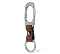 MecArmy CH18 Titanium Leather Carabiner Keychain, Belt Clip with Removable Keyring, Anti-Lost Design, Ideal for Men, Travel & Everyday Carry