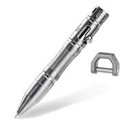 MecArmy TPX8 Mini Titanium Pen Luxury Executive Lightweight Retractable Metal Pen Ink Refillable Novelty Pocket EDC Writing Ballpoint Pens with 1 D Key Ring