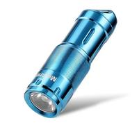 MecArmy X2S Stainless Steel LED Flashlight, Mini EDC Rechargeable Keychain Flashlight with Micro USB Charging, 10180 Battery 130 Lumens Outdoor Waterproof EDC Keychain Light (DLC Blue)