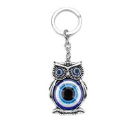 MECC Owl Keyring,Turkish Evil Eye Keyring,Lucky Charm Bag Pendant Cute Keychain Birthday Gift for Women Men Girl Kid Backpack Handbag Car Key (Blue/01)