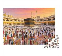 Mecca Pilgrimage Jigsaw Puzzles 1000Pc Recyclable Material Islam Scenery Senior Puzzles Impossible Hard Difficult Challenging Educational Game for Men 52x38cm/1000pcs