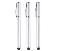 MECCANIXITY 3pcs Ballpoint Pen with Stylus Tip 2 in 1 Ink Pen & Fine Point Rubber Stylus Pens for All Capacitive Touch Screens Universal, Silver