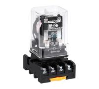 MECCANIXITY DPDT Electromagnetic Power Relay AC 24V Coil 10A 8 Pin MK2P-I Mini Relay with Plug-in Terminal Socket Base 2NO 2NC JTX-2C