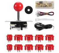 MECCANIXITY PC Joystick DIY Kit Arcade Game Joystick DIY Parts Arcade Button ABS 5 Pin for PC Classic Arcade Red