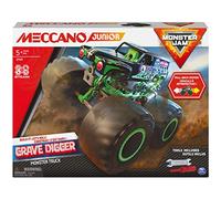 MECCANO Junior, Official Monster Jam Grave Digger Monster Truck STEM Model Building Kit with Pull-back Motor, Kids Toys for Ages 5 and Up